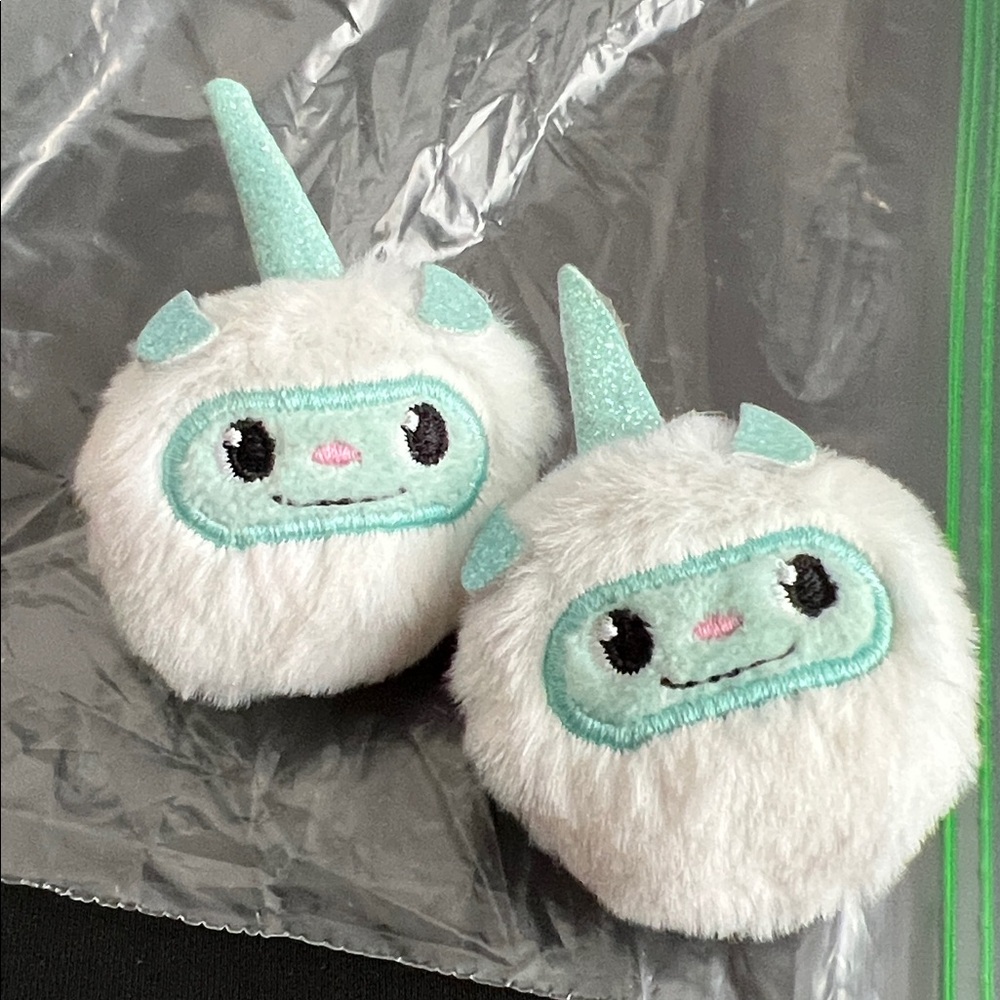 Cute White and Mint Plush Narwhal Hair Bow Clip Set